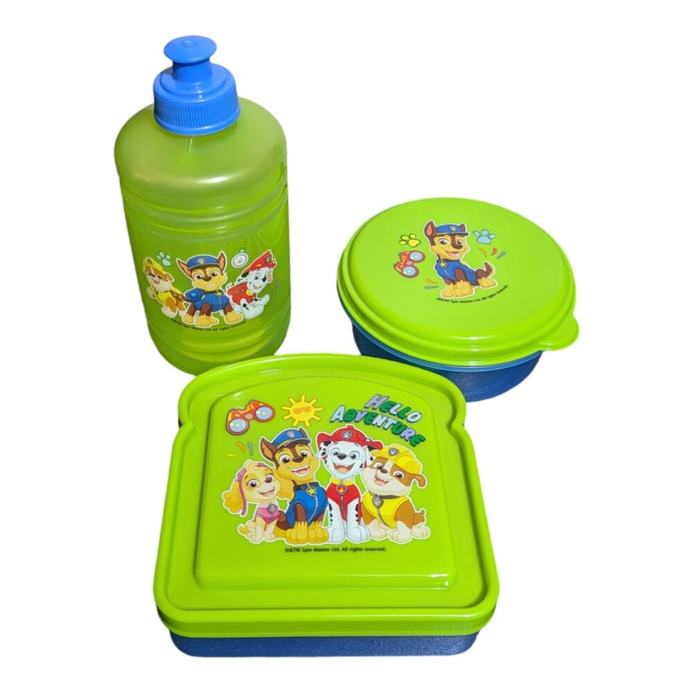 Paw Patrol Lunch Box Set! Includes Sandwich Box + Snack Container + Water Bottle